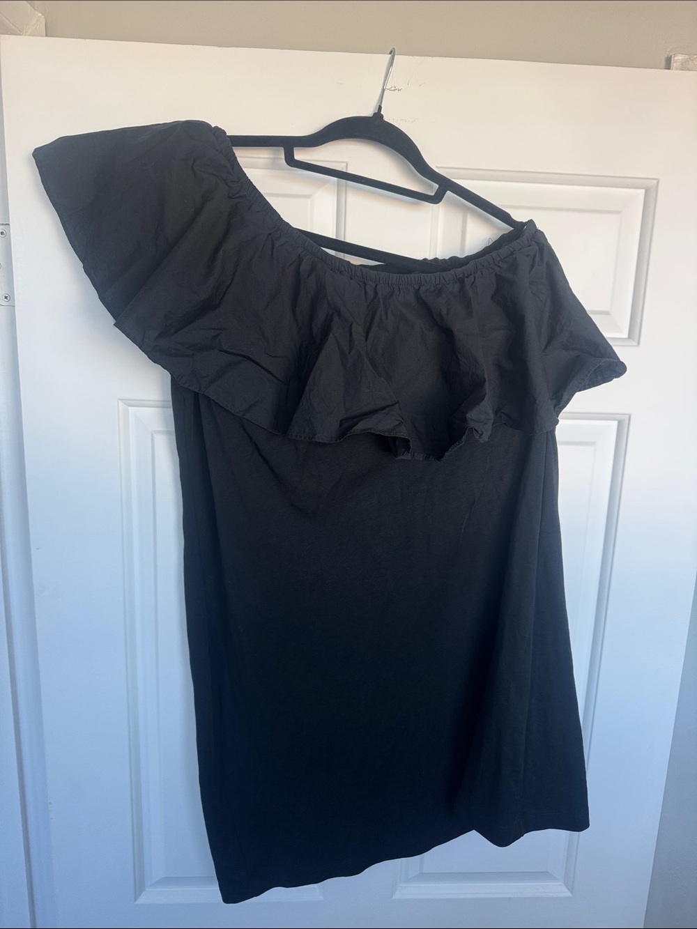 a new day Black One-Shoulder Ruffle Top Dress